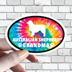 Dog Grandma - ANY Dog Tie Dye Oval Sticker (Pick ANY Dog)- Dog Grandparent - Dog Grandmas, Mama, Tita, Abuela, Granny