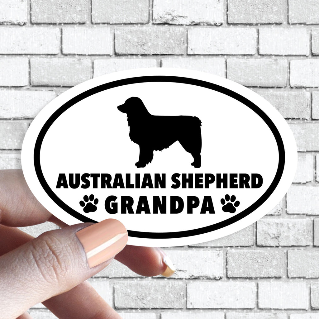 Dog Grandpa - ANY Dog Black and White Oval Sticker (Pick ANY Dog)- Dog Grandparent - Dog Grandpas, Papa, Abuelo, Pappy