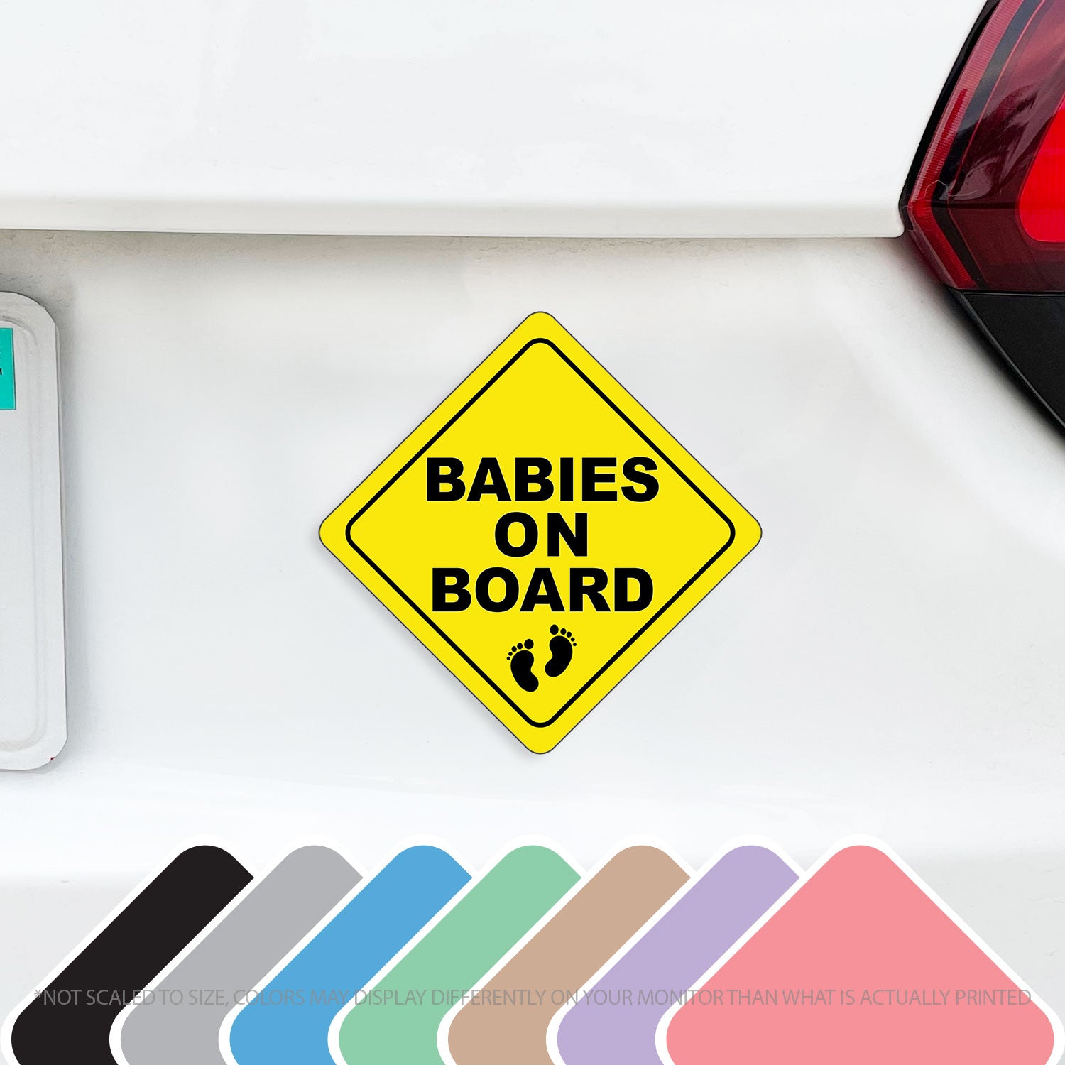 Baby On Board Caution Magnet w/ Baby Feet - Several Colors Available