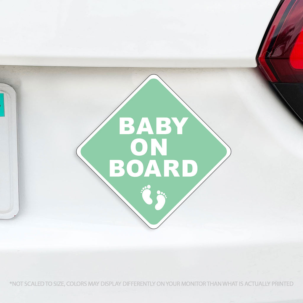 Baby On Board Caution Magnet w/ Baby Feet - Several Colors Available