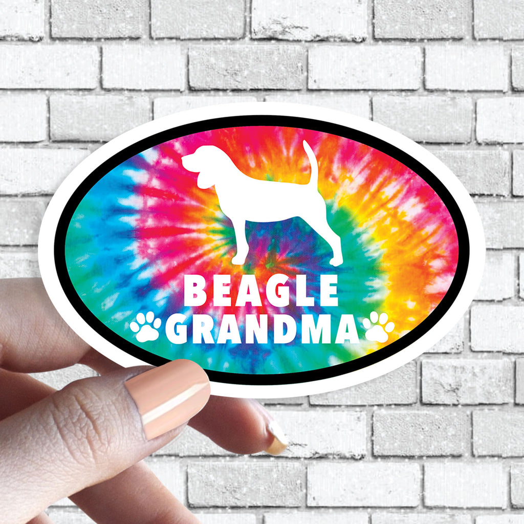 Dog Grandma - ANY Dog Tie Dye Oval Sticker (Pick ANY Dog)- Dog Grandparent - Dog Grandmas, Mama, Tita, Abuela, Granny