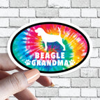 Dog Grandma - ANY Dog Tie Dye Oval Sticker (Pick ANY Dog)- Dog Grandparent - Dog Grandmas, Mama, Tita, Abuela, Granny