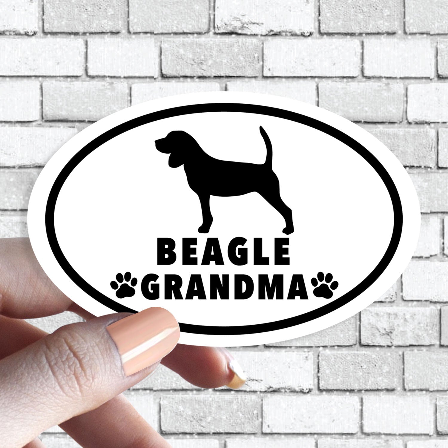 Dog Grandma - ANY Dog Black and White Oval Sticker (Pick ANY Dog)- Dog Grandparent - Dog Grandmas, Mama, Tita, Abuela, Granny