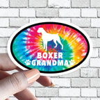 Dog Grandma - ANY Dog Tie Dye Oval Sticker (Pick ANY Dog)- Dog Grandparent - Dog Grandmas, Mama, Tita, Abuela, Granny
