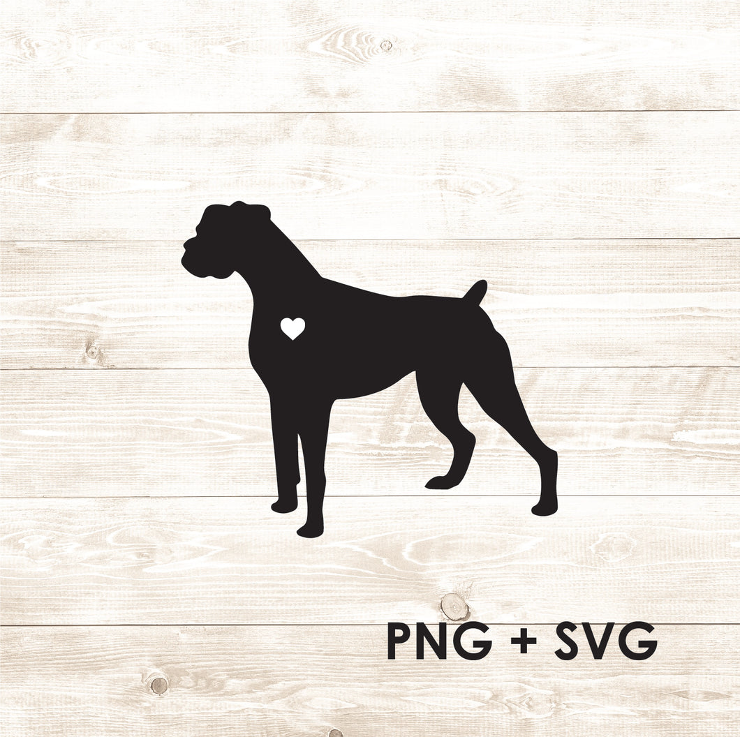 Boxer - Boxer Dog Heart- SVG + PNG - Digital Download