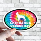 Dog Grandma - ANY Dog Tie Dye Oval Sticker (Pick ANY Dog)- Dog Grandparent - Dog Grandmas, Mama, Tita, Abuela, Granny