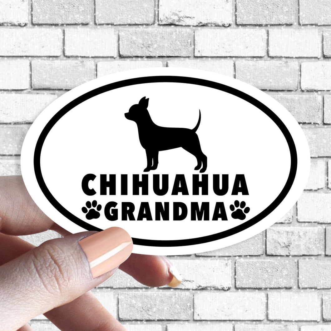 Dog Grandma - ANY Dog Black and White Oval Sticker (Pick ANY Dog)- Dog Grandparent - Dog Grandmas, Mama, Tita, Abuela, Granny