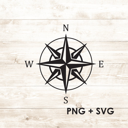 Star Compass - Directions - North South East and West - SVG + PNG - Digital Download-Digital Download-Too Sweet SVGs