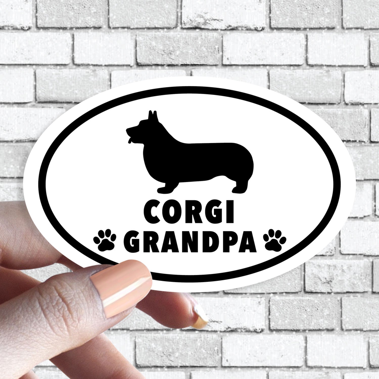 Dog Grandpa - ANY Dog Black and White Oval Sticker (Pick ANY Dog)- Dog Grandparent - Dog Grandpas, Papa, Abuelo, Pappy