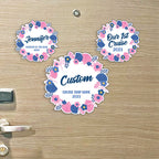 Round Customizable - Pink and Blue Nautical Wreath with Shells and Flowers - Awesome Cruise Magnet - Custom