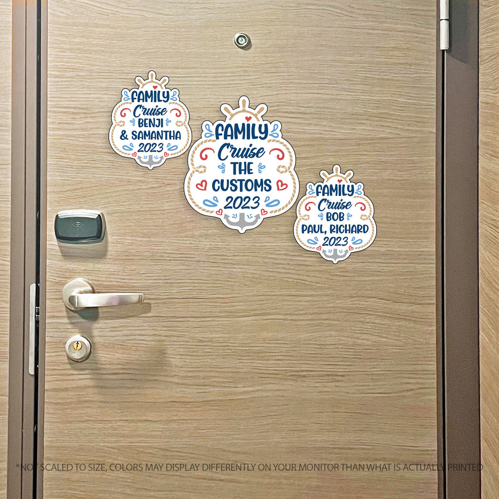 Custom Family Name Trip w/ Anchor & Hearts - Custom Cruise Magnet - Several Colors