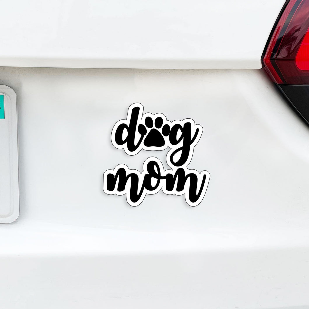 Cute Dog Mom Magnet - w/ Dog Paw in Adorable Cursive Writing