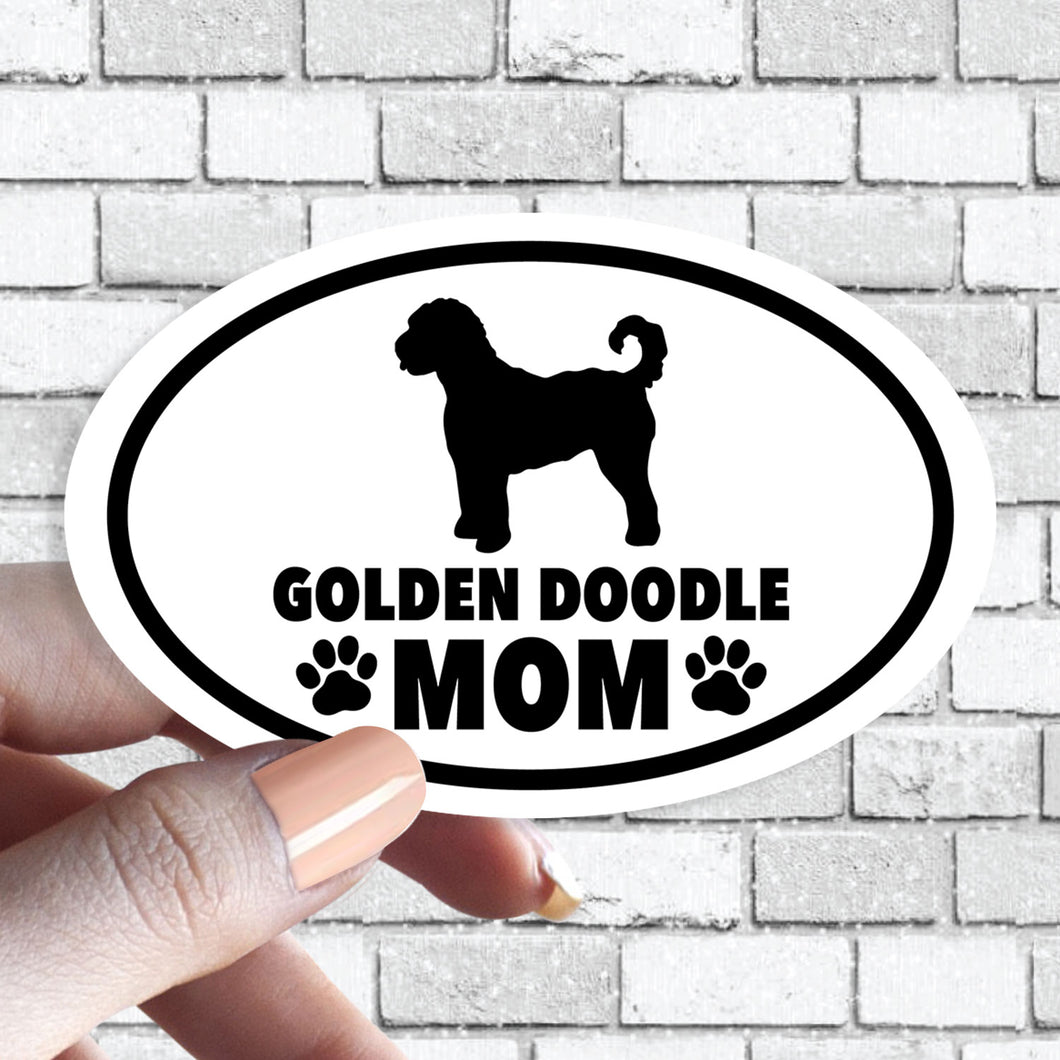 Dog Mom - ANY Dog Black and White Oval Sticker (Pick ANY Dog)- Dog Parent - Dog Moms