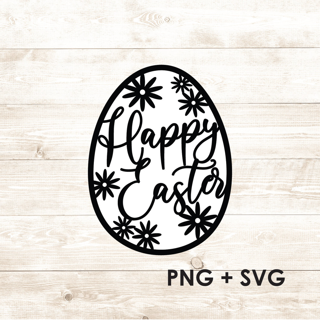 Happy Easter - Easter Egg - SVG + PNG - Digital Download-Digital Download-Too Sweet SVGs