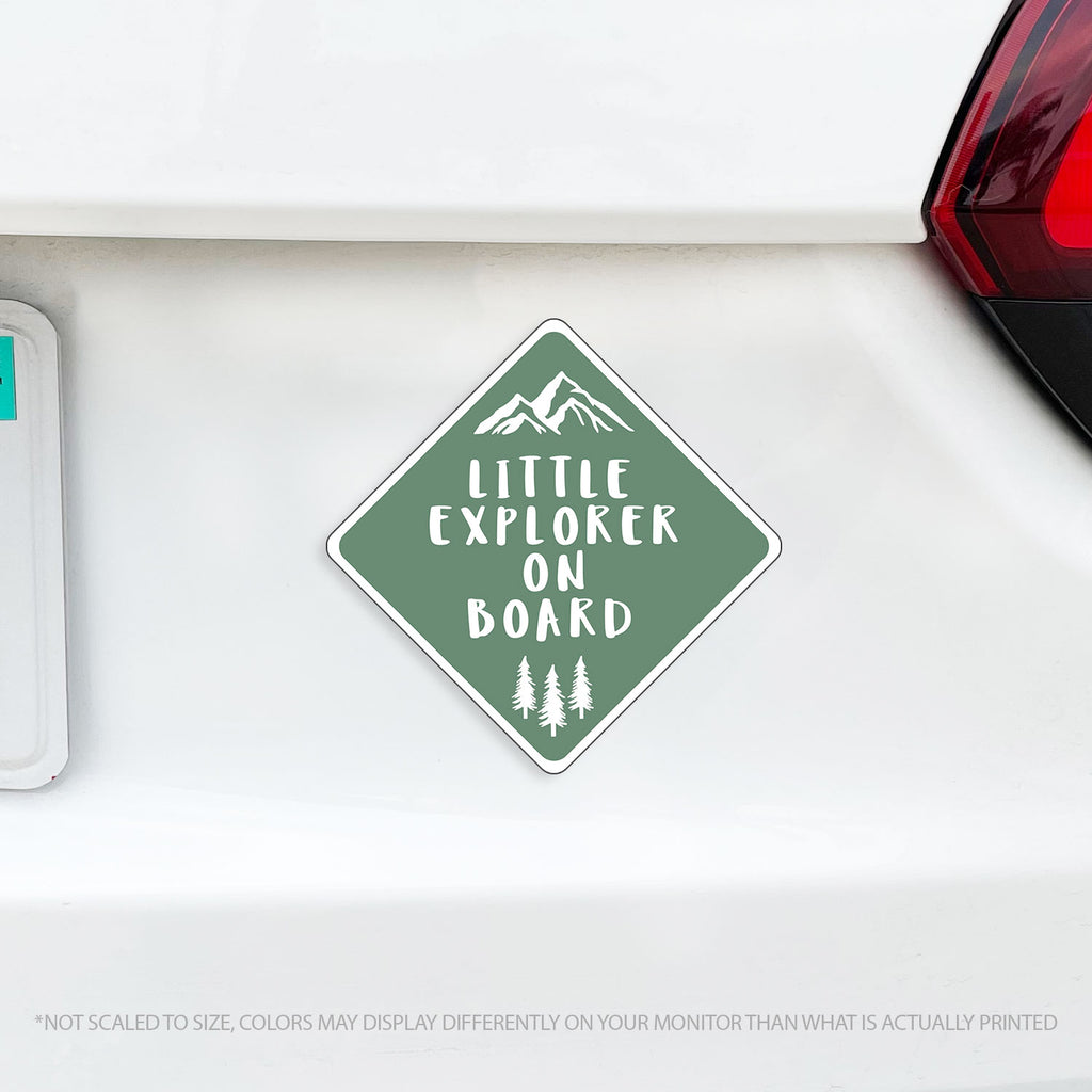Little Explorer on Board - Baby On Board Caution Car Magnet - Several Colors Available