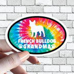 Dog Grandma - ANY Dog Tie Dye Oval Sticker (Pick ANY Dog)- Dog Grandparent - Dog Grandmas, Mama, Tita, Abuela, Granny