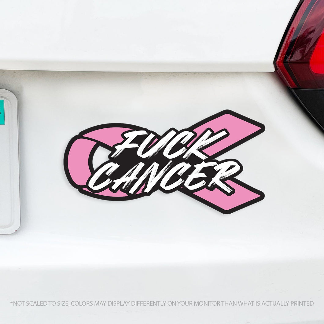 Fuck Cancer Sideways Ribbon Magnet - FU Cancer Ribbon - Several Colors Available