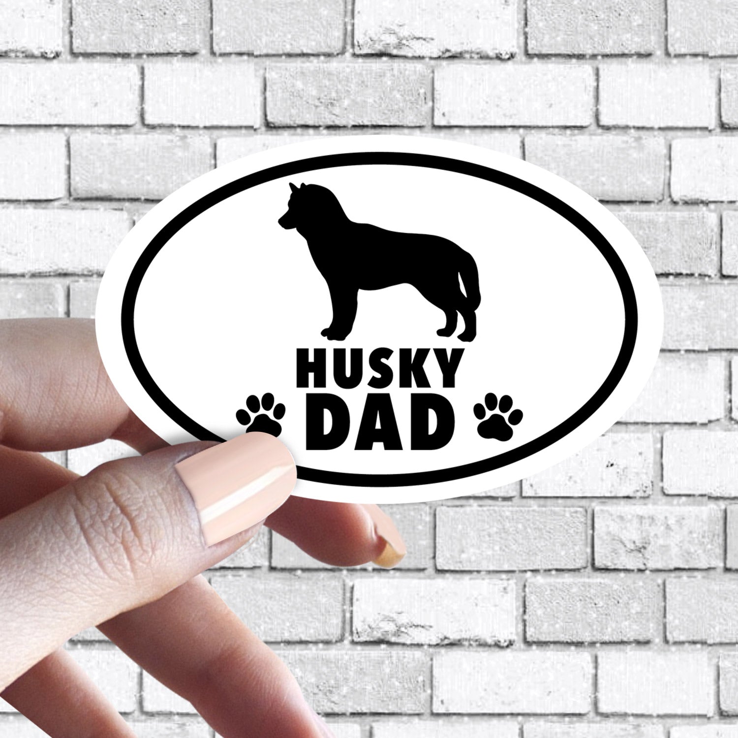 Dog Dad - ANY Dog Black and White Oval Sticker (Pick ANY Dog)- Dog Parent - Dog Dads