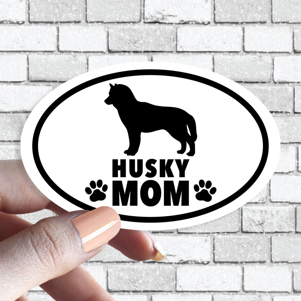 Dog Mom - ANY Dog Black and White Oval Sticker (Pick ANY Dog)- Dog Parent - Dog Moms
