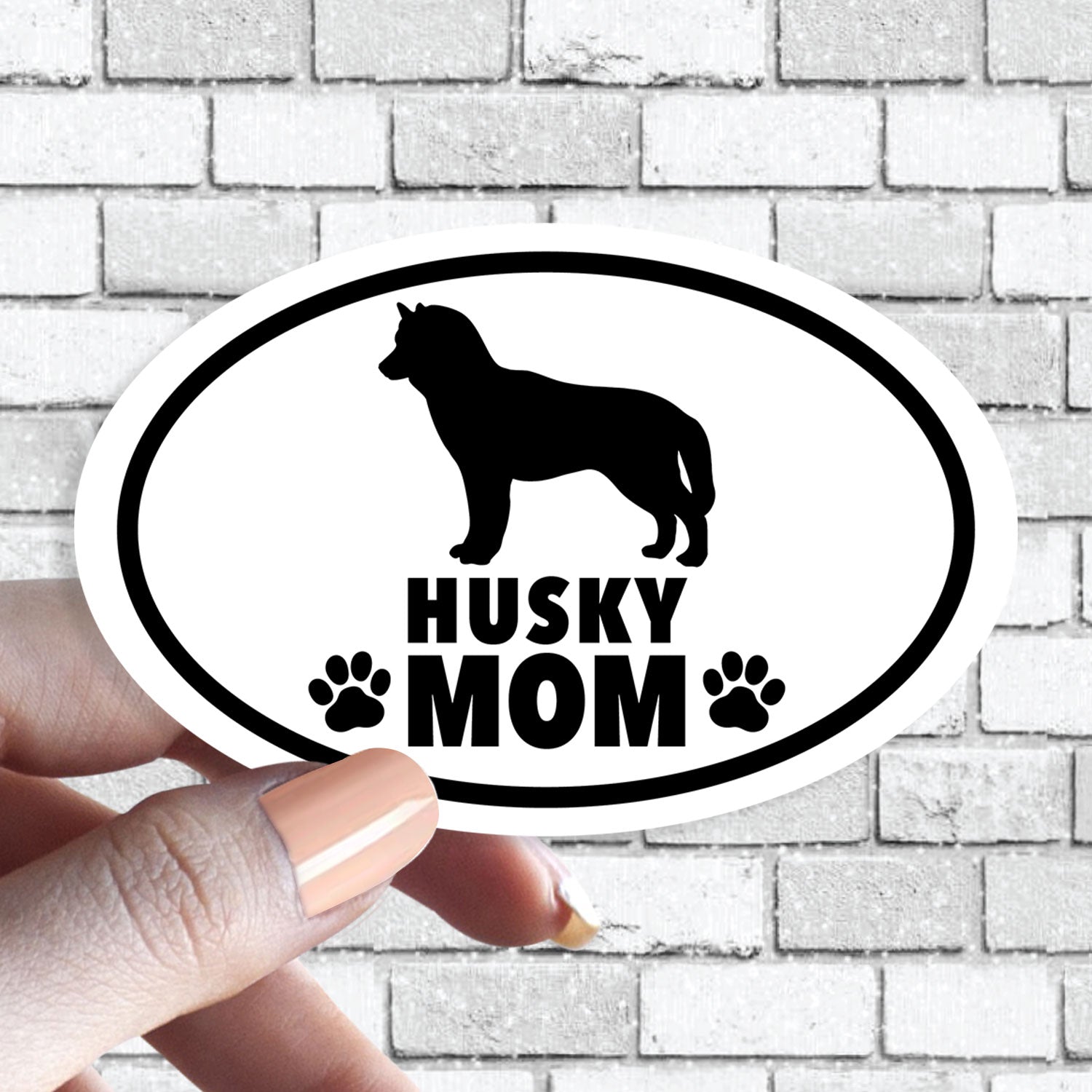 Dog Mom - ANY Dog Black and White Oval Sticker (Pick ANY Dog)- Dog Parent - Dog Moms