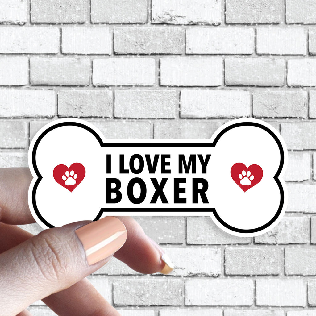 I Love My "Custom Text" - Dog Bone Sticker (Pick ANY Dog)- Dog Parent - Dog Grandparent