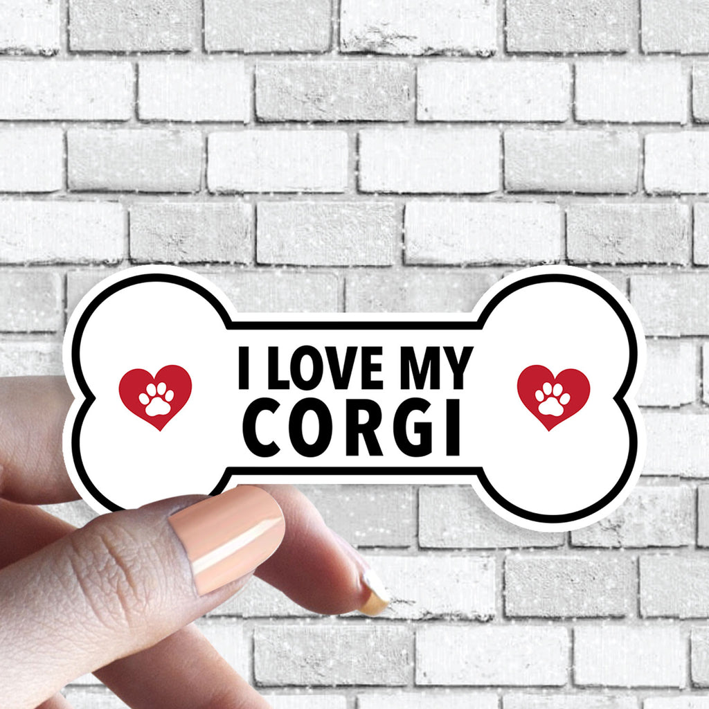 I Love My "Custom Text" - Dog Bone Sticker (Pick ANY Dog)- Dog Parent - Dog Grandparent