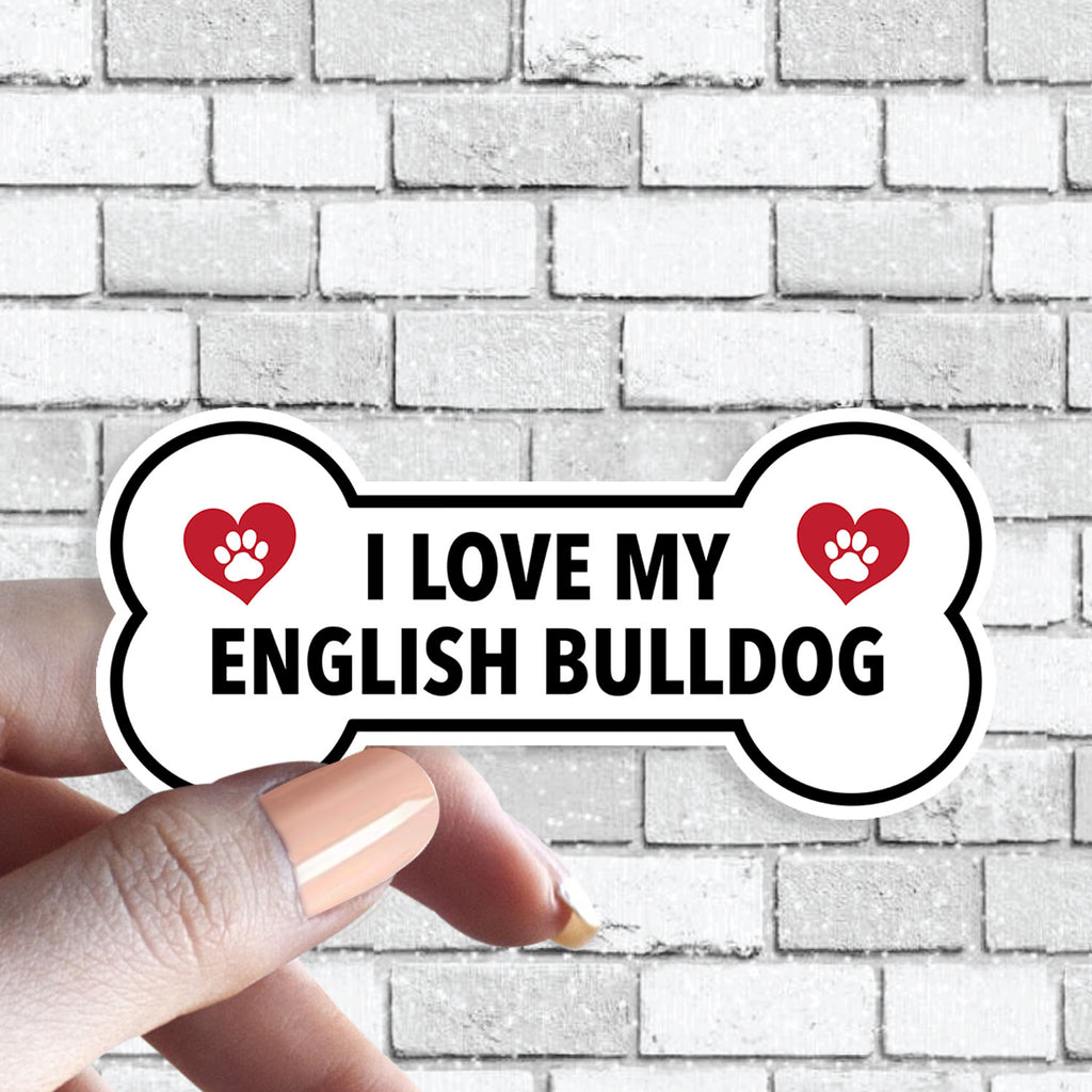 I Love My "Custom Text" - Dog Bone Sticker (Pick ANY Dog)- Dog Parent - Dog Grandparent