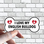 I Love My "Custom Text" - Dog Bone Sticker (Pick ANY Dog)- Dog Parent - Dog Grandparent