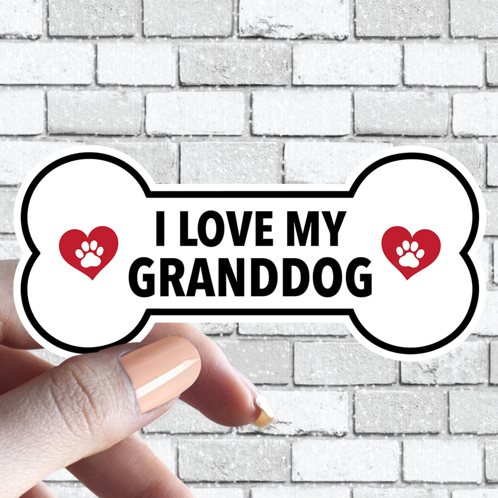 I Love My "Custom Text" - Dog Bone Sticker (Pick ANY Dog)- Dog Parent - Dog Grandparent