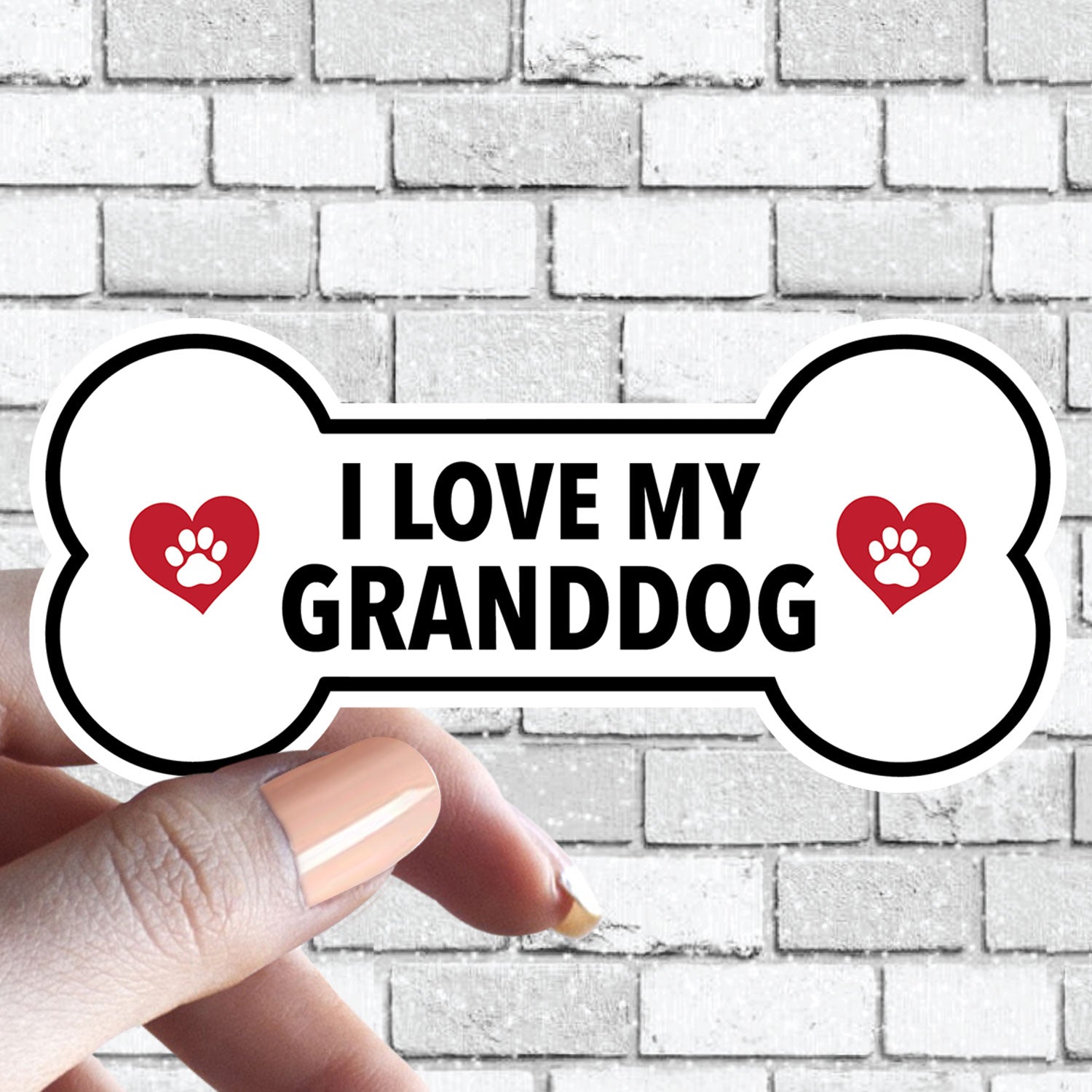 I Love My "Custom Text" - Dog Bone Magnet (Pick ANY Dog)- Dog, Dogs, Granddog, Granddogs, Grandpups, Grandpup