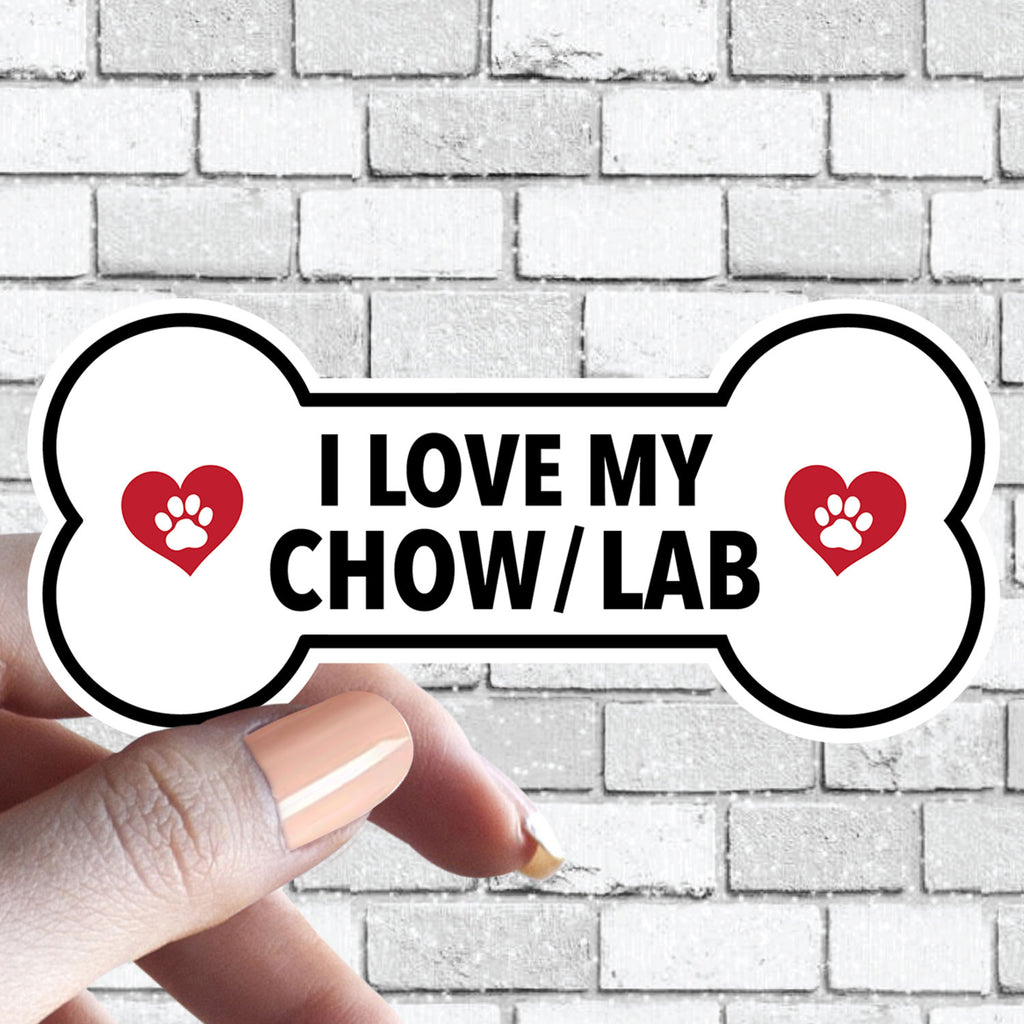 I Love My "Custom Text" - Dog Bone Sticker (Pick ANY Dog)- Dog Parent - Dog Grandparent