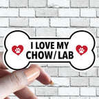 I Love My "Custom Text" - Dog Bone Magnet (Pick ANY Dog)- Dog, Dogs, Granddog, Granddogs, Grandpups, Grandpup