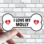 I Love My "Custom Text" - Dog Bone Sticker (Pick ANY Dog)- Dog Parent - Dog Grandparent
