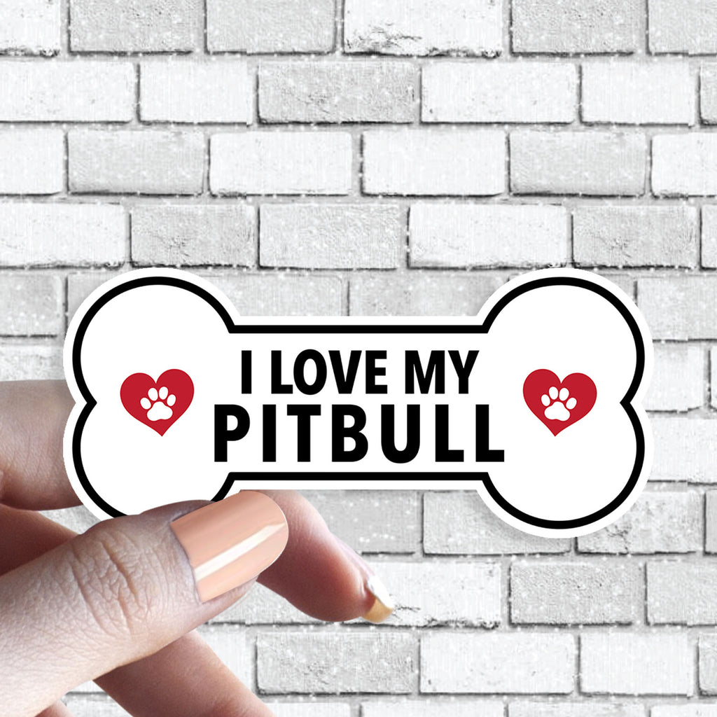 I Love My "Custom Text" - Dog Bone Sticker (Pick ANY Dog)- Dog Parent - Dog Grandparent