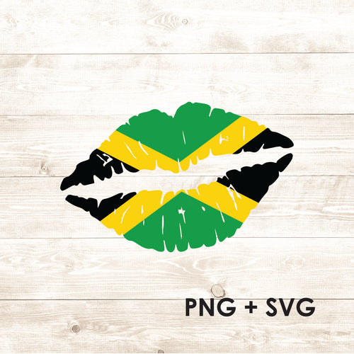 Love Jamaica Flag Lips - The Jamaican Flag - SVG + PNG - Digital Download-Digital Download-Too Sweet SVGs