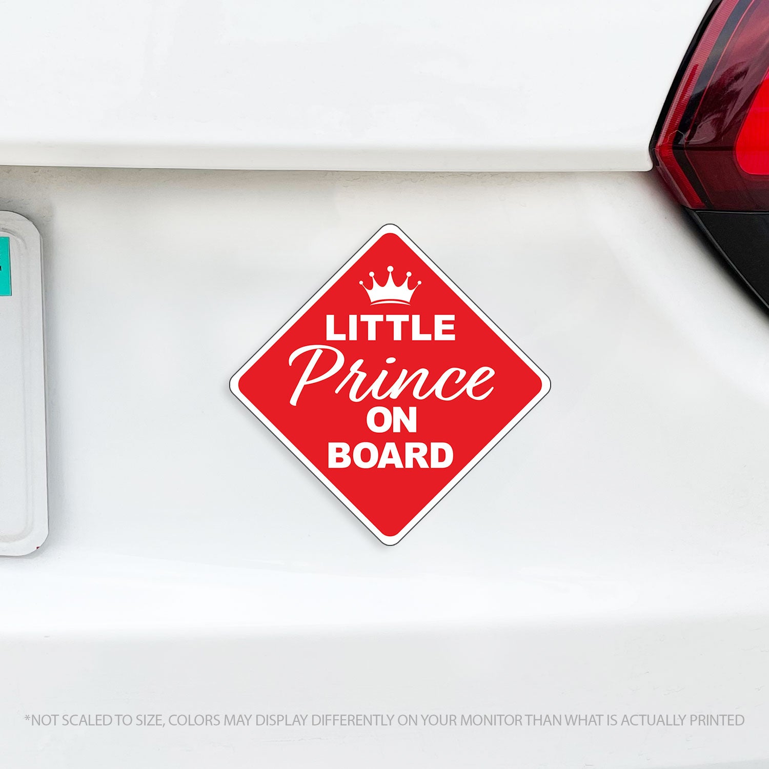 Little Prince on Board or Princes Baby On Board Caution Magnet w/ Crown - Several Colors Available
