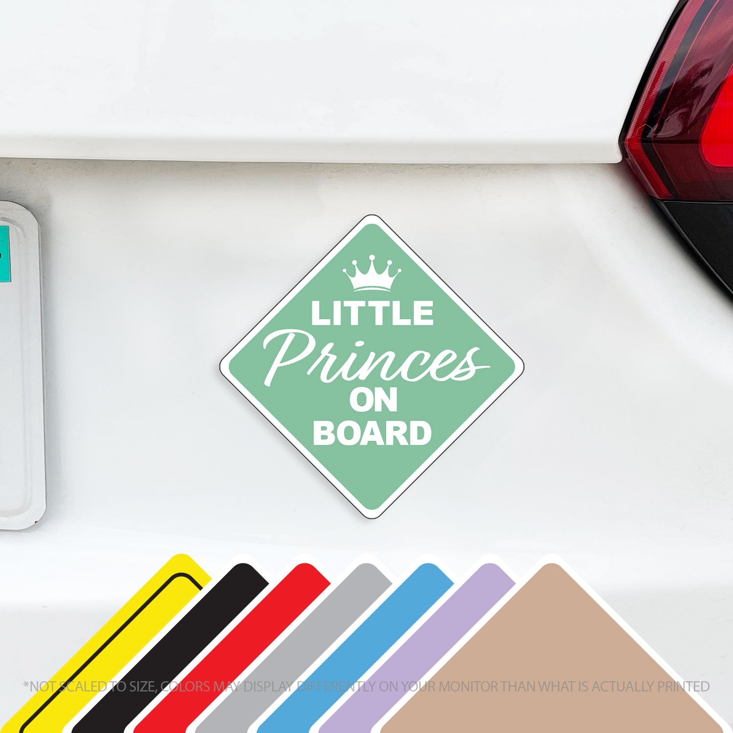 Little Prince on Board or Princes Baby On Board Caution Magnet w/ Crown - Several Colors Available