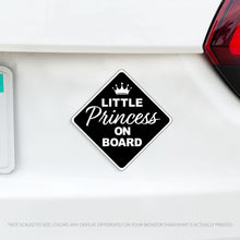 Load image into Gallery viewer, Little Princess on Board or Princesses Baby On Board Caution Magnet w/ Tiara Crown - Several Colors Available
