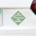 Little Princess on Board or Princesses Baby On Board Caution Magnet w/ Tiara Crown - Several Colors Available