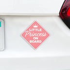 Little Princess on Board or Princesses Baby On Board Caution Magnet w/ Tiara Crown - Several Colors Available