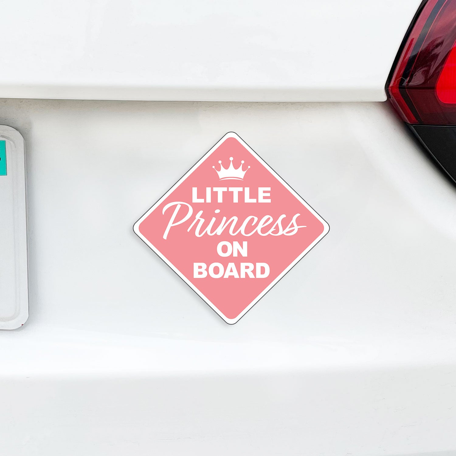 Little Princess on Board or Princesses Baby On Board Caution Magnet w/ Tiara Crown - Several Colors Available