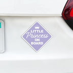 Little Princess on Board or Princesses Baby On Board Caution Magnet w/ Tiara Crown - Several Colors Available