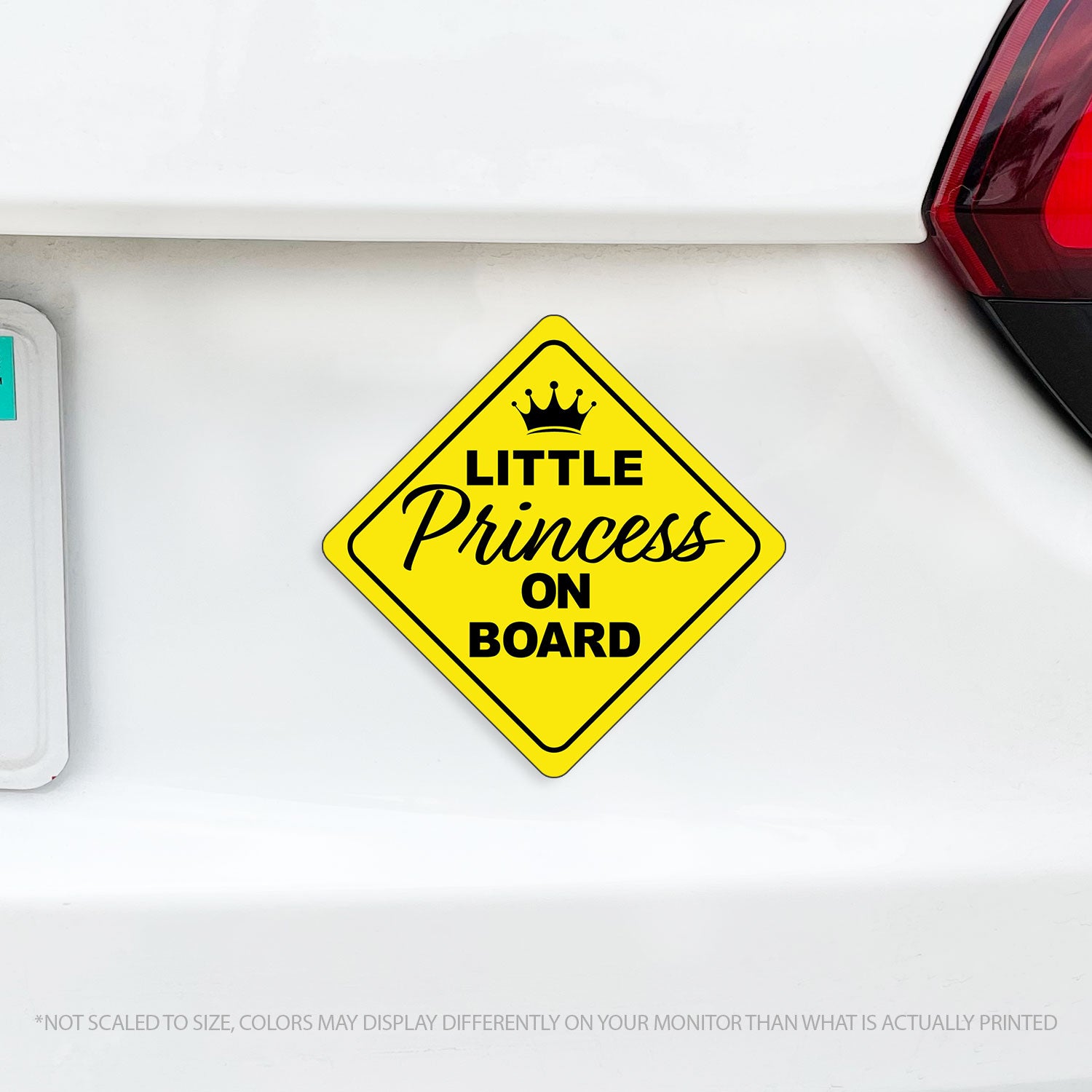 Little Princess on Board or Princesses Baby On Board Caution Magnet w/ Tiara Crown - Several Colors Available
