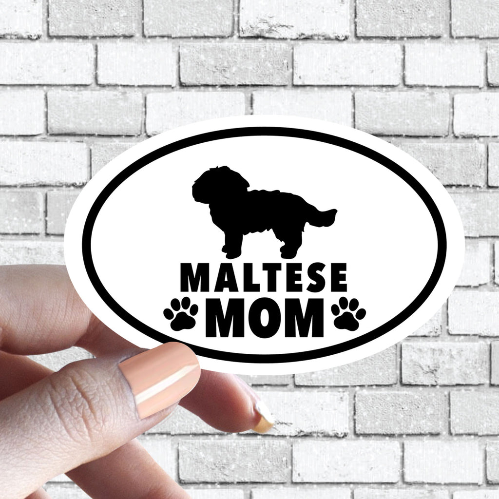 Dog Mom - ANY Dog Black and White Oval Sticker (Pick ANY Dog)- Dog Parent - Dog Moms