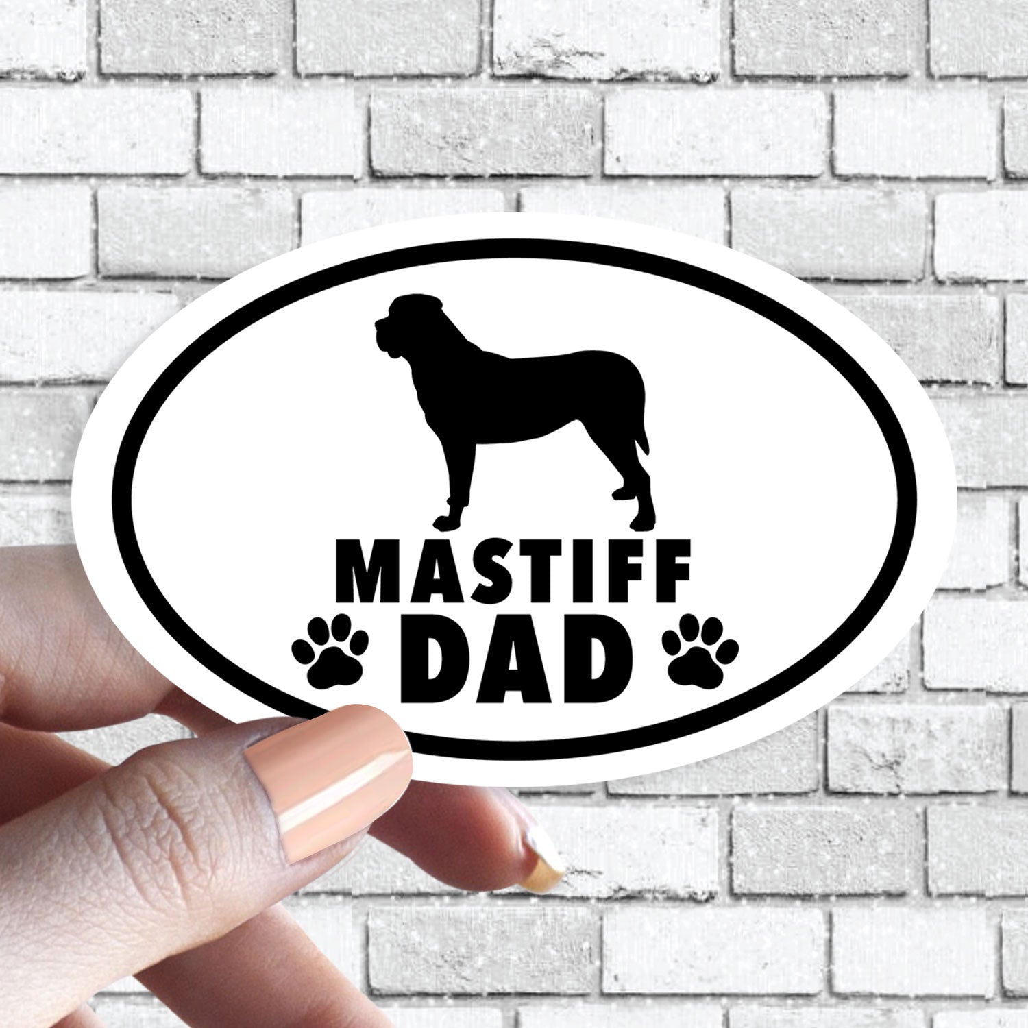 Dog Dad - ANY Dog Black and White Oval Sticker (Pick ANY Dog)- Dog Parent - Dog Dads