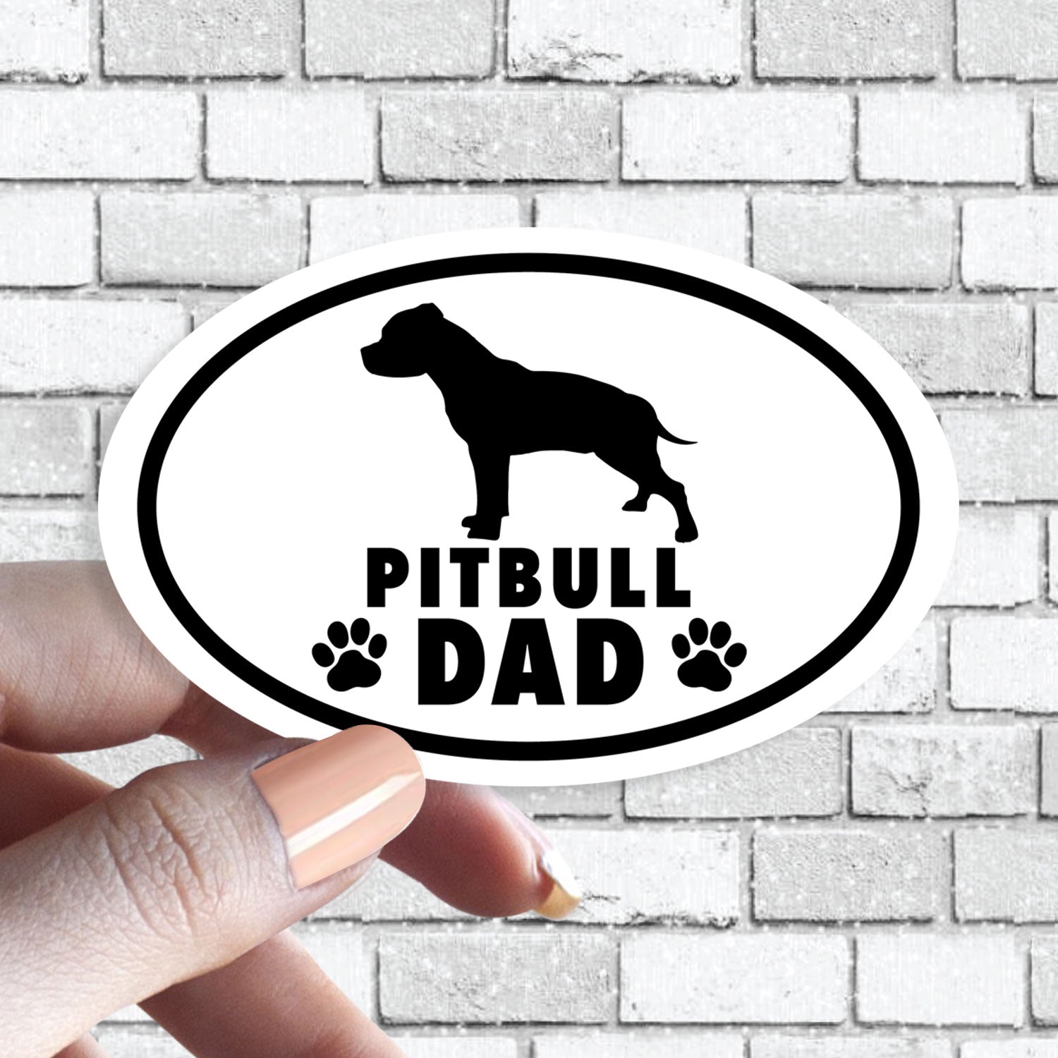 Dog Dad - ANY Dog Black and White Oval Sticker (Pick ANY Dog)- Dog Parent - Dog Dads