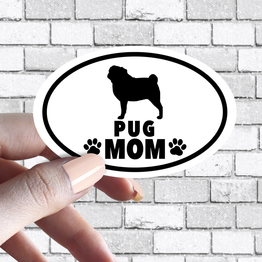 Dog Mom - ANY Dog Black and White Oval Sticker (Pick ANY Dog)- Dog Parent - Dog Moms