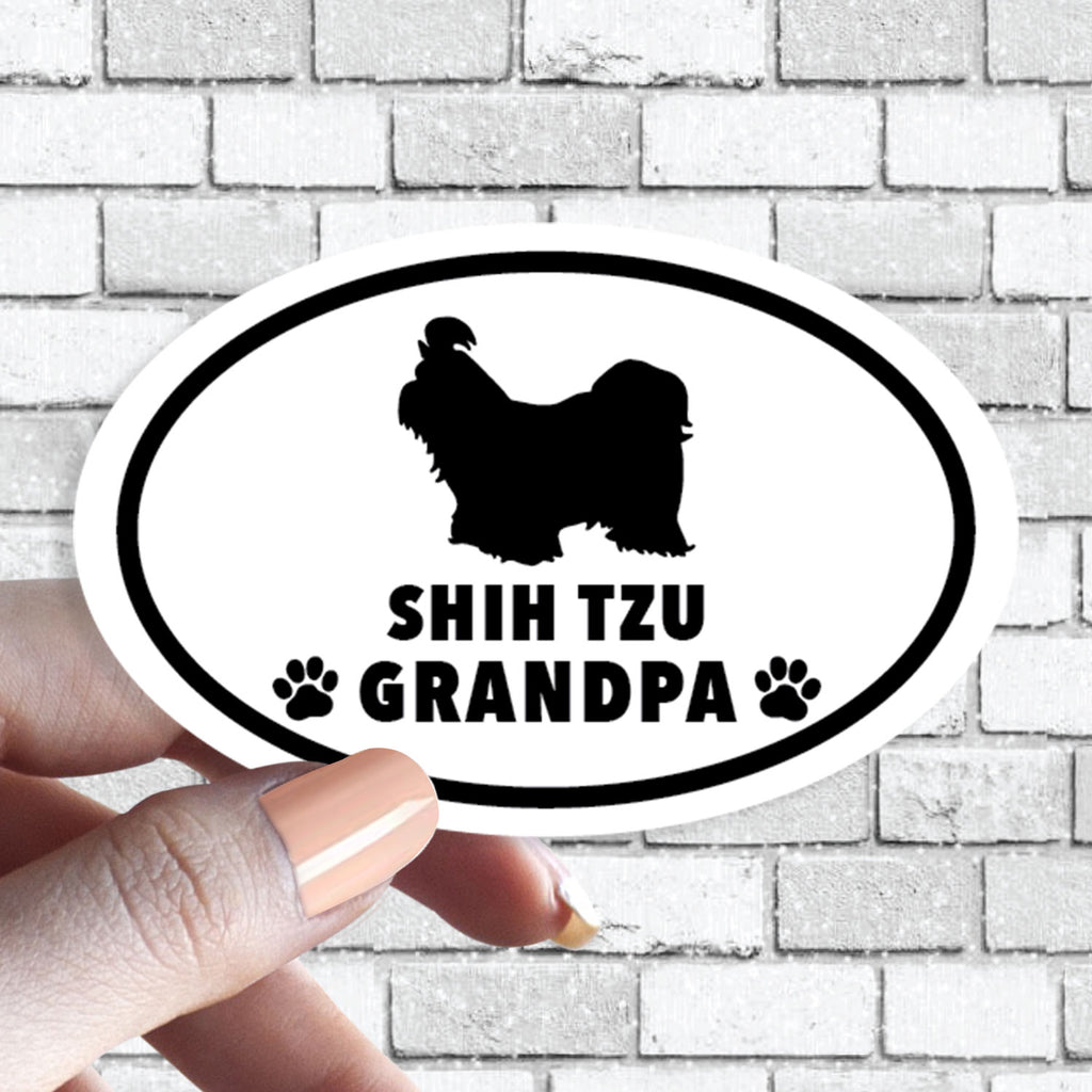 Dog Grandpa - ANY Dog Black and White Oval Sticker (Pick ANY Dog)- Dog Grandparent - Dog Grandpas, Papa, Abuelo, Pappy
