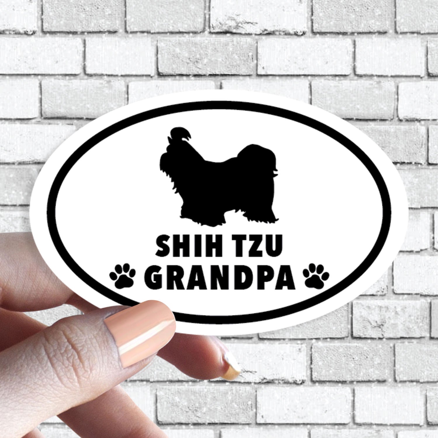 Dog Grandpa - ANY Dog Black and White Oval Sticker (Pick ANY Dog)- Dog Grandparent - Dog Grandpas, Papa, Abuelo, Pappy