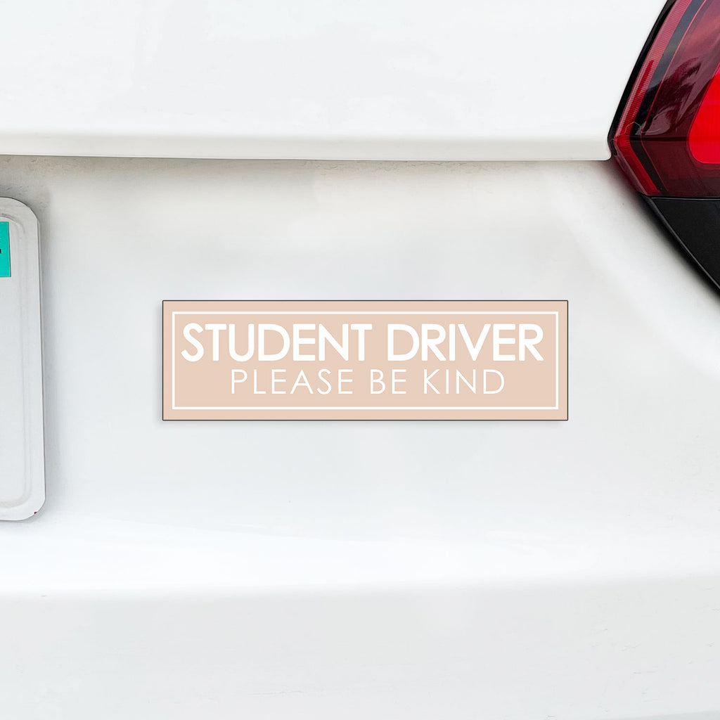 Student Driver Please Be Kind Magnet, Funny New Driver Car Magnet - Several Color Options Available